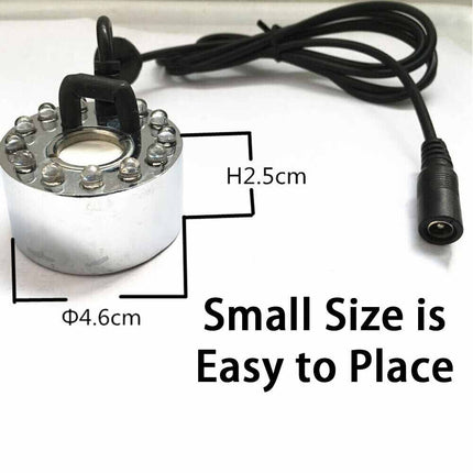 12 LED Mist Maker Fogger Fountain for Aquarium Rockery Humidifier