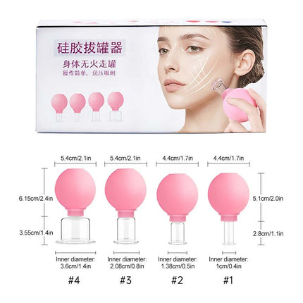 4PCS Facial Cupping Set – Glass Massage Tool for Revitalized Skin