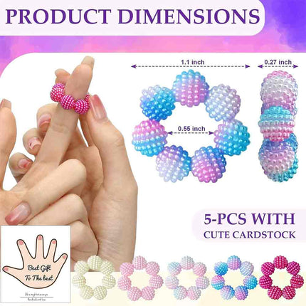 5Pcs Stress Relief Beaded Finger Rings – Fidget Toy for Autism ADHD Kids & Adults