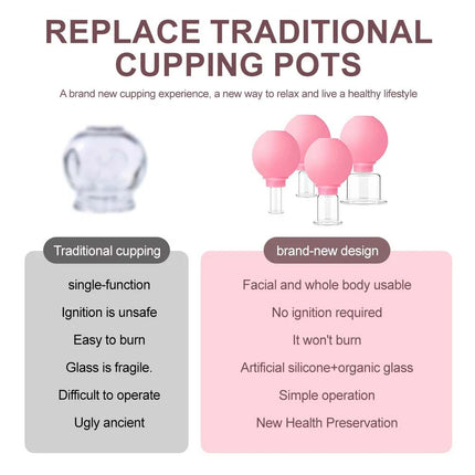 4PCS Facial Cupping Set – Glass Massage Tool for Revitalized Skin
