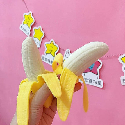 2 Pack Slow Rising Peeled Banana Squishy Toy, Soft Simulation Stress Relief Fidget