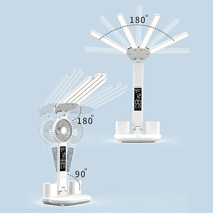 4-in-1 LED Desk Lamp with Fan, Dimmable for Reading & Night Light