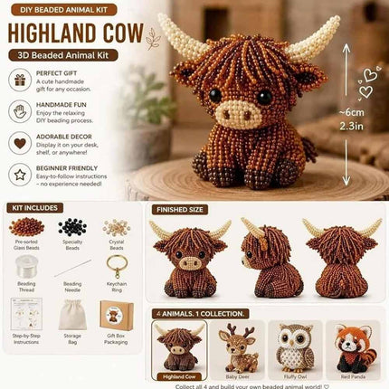 3D Beaded Animal DIY Kit Cute Bead Embroidery Handmade Craft Set