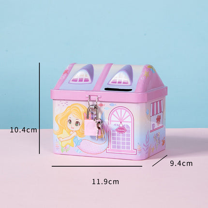 Boys Girls House Shape Metal Coin Bank for Kids Saving Money Unicorn