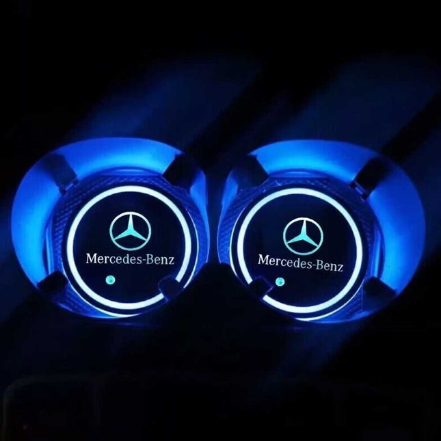 2-Pack RGB LED Cup Holder Lights for Mercedes-Benz | Interior Ambient Lighting Mats with Multiple Colors & Modes