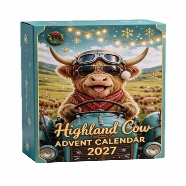 24-Day Highland Cow Advent Calendar 2026 3D Flat Mini Figures Xmas Toy