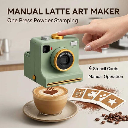 3D Printed Latte Art Camera Coffee Powder Printer with Stencil Cards