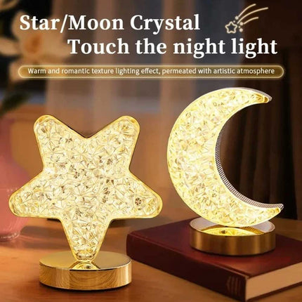 Moon LED Crystal Table Lamp USB Rechargeable Touch Dimmable Night Light