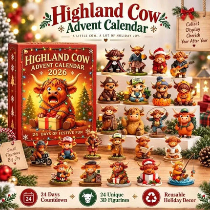 Highland Cow 3D Silicone Advent Calendar 2026 24-Day Christmas Countdown Gift