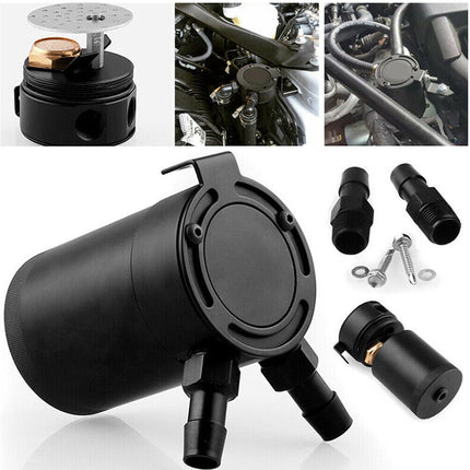Universal Aluminum Baffled Oil Catch Can Tank - PCV Air Oil Separator for Car/Truck Engine Protection
