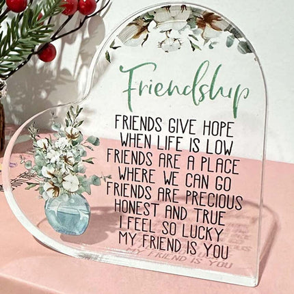 Friendship Gift Acrylic Plaque – Best Friend Birthday Thank You Present for Her