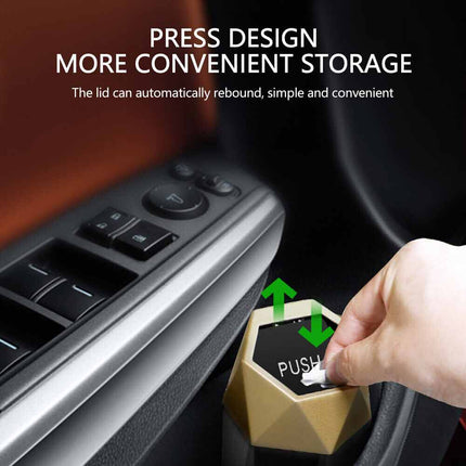 Mini Car Trash Can with Lid - Portable Auto Garbage Bin, Push-Button Lid & Leak-Proof Design