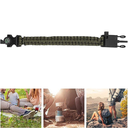 5-in-1 Survival Bracelet: Paracord, Compass, Whistle, Fire Starter, Cutter for Outdoor