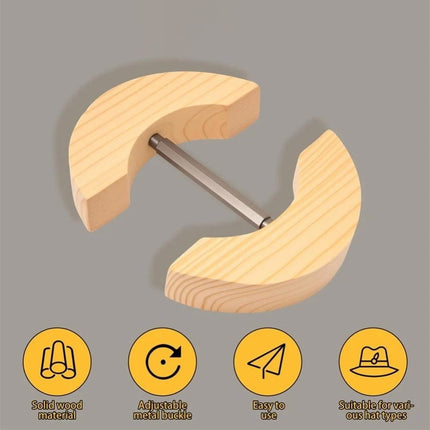 Adjustable Wooden Hat Stretcher 7.5"-9.8" for Fitted Hats