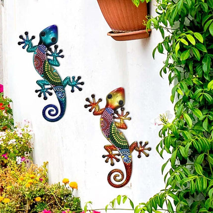 4X Colorful Gecko Wall Art – Lizard Fence Garden Decor