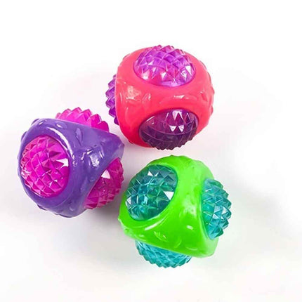 3Pcs Flashing Squeaky Dog Ball – Glows in Dark, Tough Toy