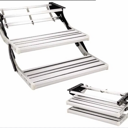 Double Retractable Caravan Step with LED Lights - Aluminium Alloy RV, Motorhome Entry Steps