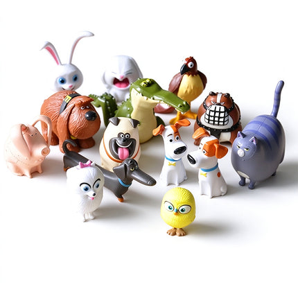 14Pcs PVC Pet Figures Rabbit Dog Cat Action Toy Set Xmas Gift