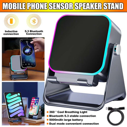 Mini 5-in-1 Wireless Induction Speaker & Phone Stand with Bluetooth