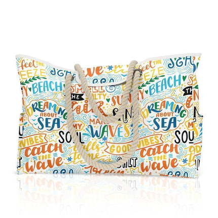 Extra Large Waterproof Beach Tote for Women with Zip for Travel Swim