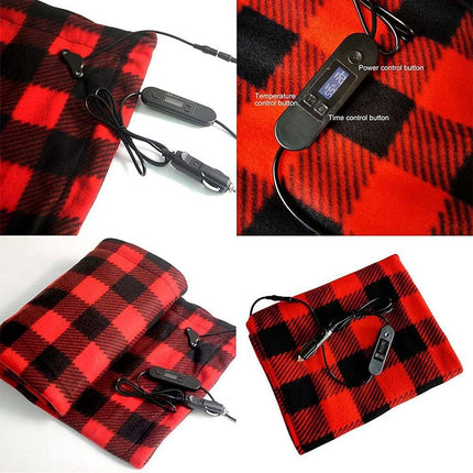 12V Heated Car Blanket - 3 Heat Settings, Washable, for Truck & Outdoor Travel