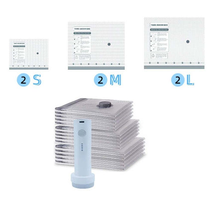 6-Pack Cordless Travel Vacuum Storage Bags with Rechargeable Pump for Clothes & Bedding