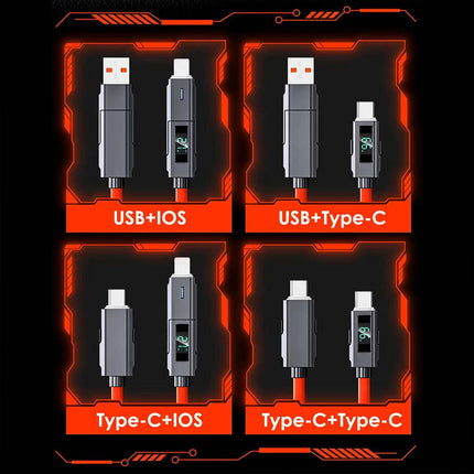 4-in-1 USB-C PD 100W Fast Charging Cable for iPhone & Android