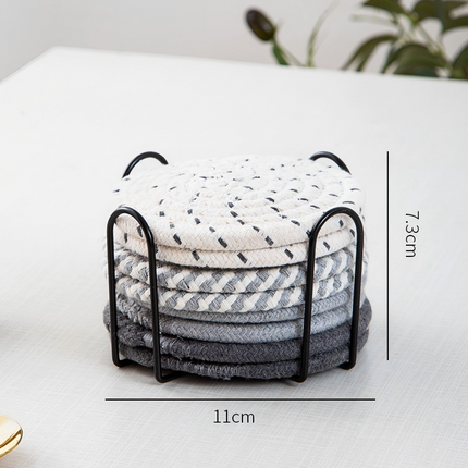 8Pcs Non-Woven Heat Resistant Non-Slip Cup Coasters Set with Iron Frame