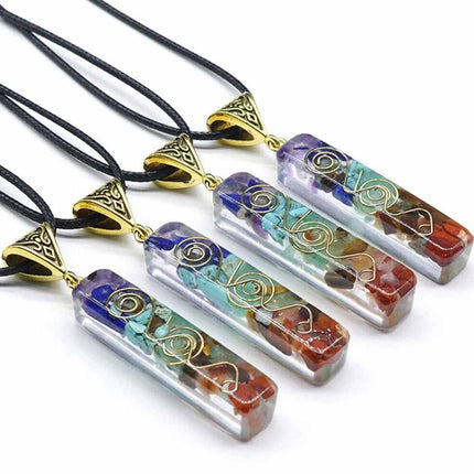 7 Chakra Healing Crystal Necklace Energy Pendant for Yoga Meditation