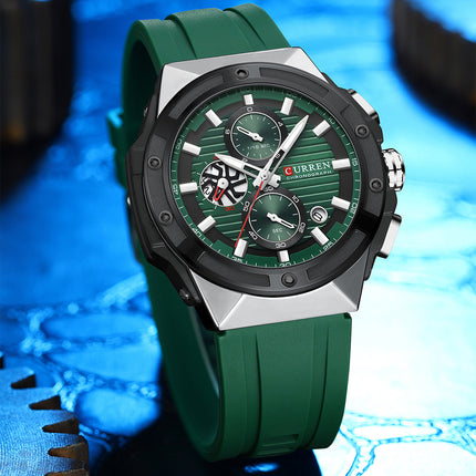 Men's Military Sport Silicone Watch with Calendar for Boys