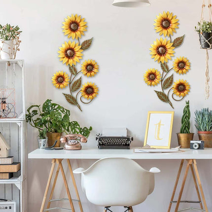 3D Metal Sunflower Wall Art for Garden & Indoor Outdoor Floral Decor