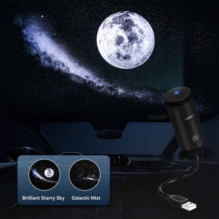 360° Rotate USB Galaxy Star Projector Night Sky Atmosphere Lamp for Car Home