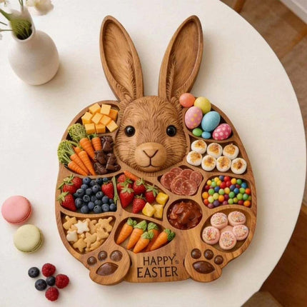 Wooden Cold Dish Platter for Easter – 14"x14" Serving Board, Great Gift, Easy Clean Kitchen Accessory