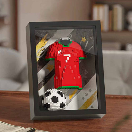 Football Shirt Brick 3D Display with Art Frame Wall Desk Gift for Fans