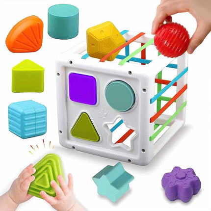 Montessori Sensory Shape Sorter & Stacking Block Playset for Toddlers