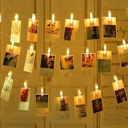 Battery LED Photo Clip String Lights 40 Clips 6m for Picture Hangers