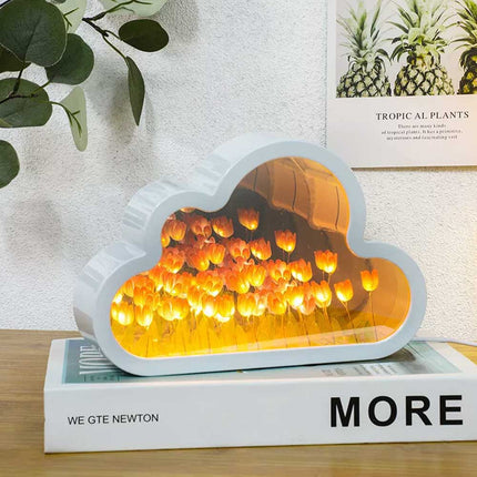 Handmade Cloud Tulip LED Lamp - Flower Night Light for Home Mirror Decor