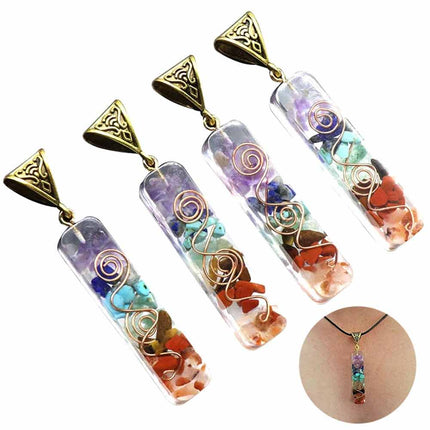 7 Chakra Healing Crystal Necklace Energy Pendant for Yoga Meditation