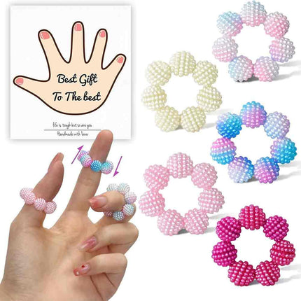 5Pcs Stress Relief Beaded Finger Rings – Fidget Toy for Autism ADHD Kids & Adults