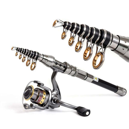Carbon Fiber Telescopic Fishing Rod Portable Travel Spinning Pole Sea & Freshwater