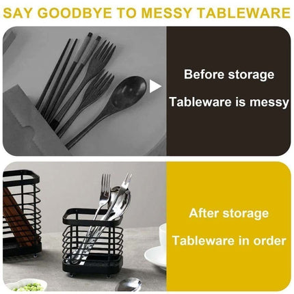 Stainless Steel Cutlery Holder, Kitchen Utensil Pot Drainer Caddy & Sink Tidy