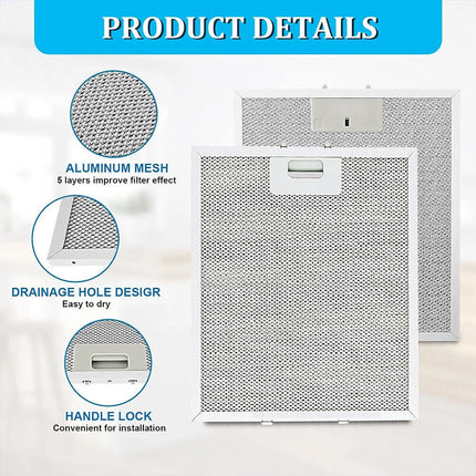 2PCS Metal Mesh Grease Filter for Cooker Hood, 320x260 mm