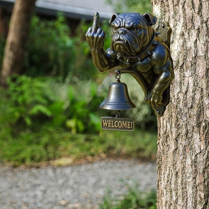 Funny Bulldog Cast Iron Doorbell Rustic Design Door Ring Decor