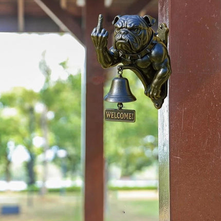 Funny Bulldog Cast Iron Doorbell Rustic Design Door Ring Decor