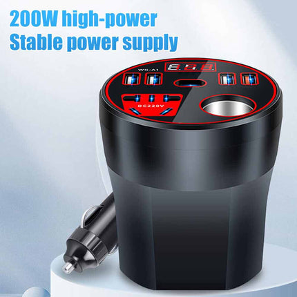 200W Car Power Inverter DC 12V/24V to 220V AC with Dual Sockets & 2 USB Ports
