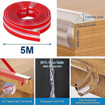 5M Baby Safety Foam Table Edge Corner Protector Guard Strip 10mm Bumper