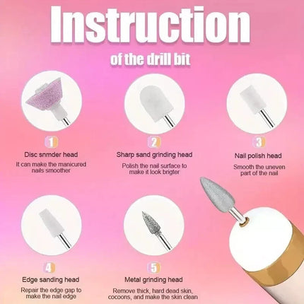 Portable USB Electric Nail Drill Set for Manicure Pedicure