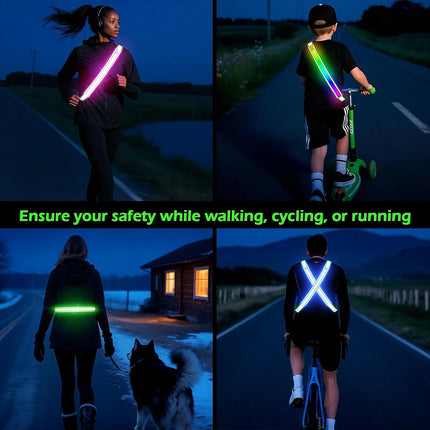Flashing LED Reflective Safety Sash Belt for Night Walking Gear