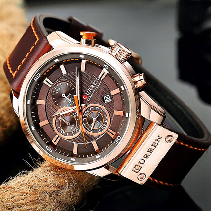 Men's Waterproof Quartz Watch Multifunction Sports Casual Wristwatch