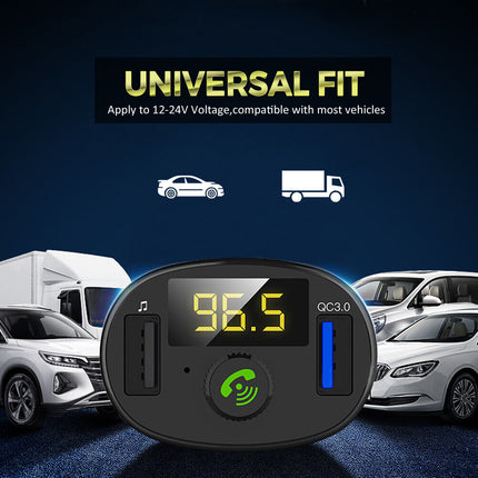 Bluetooth 5.0 FM Transmitter for Car | Wireless Radio Adapter & Dual USB Charger